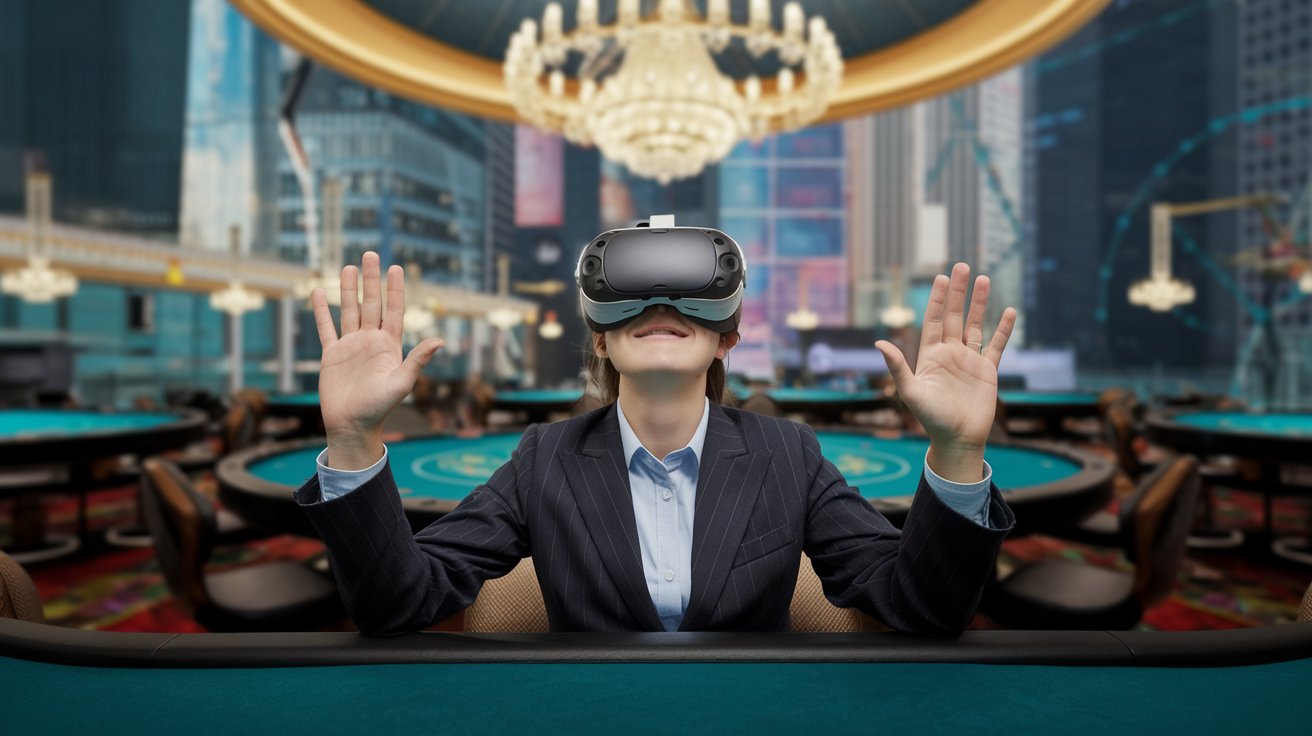 a woman playing in a metaverse casino