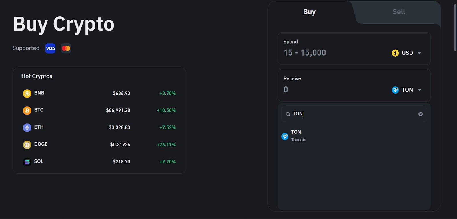 buy toncoin with credit card